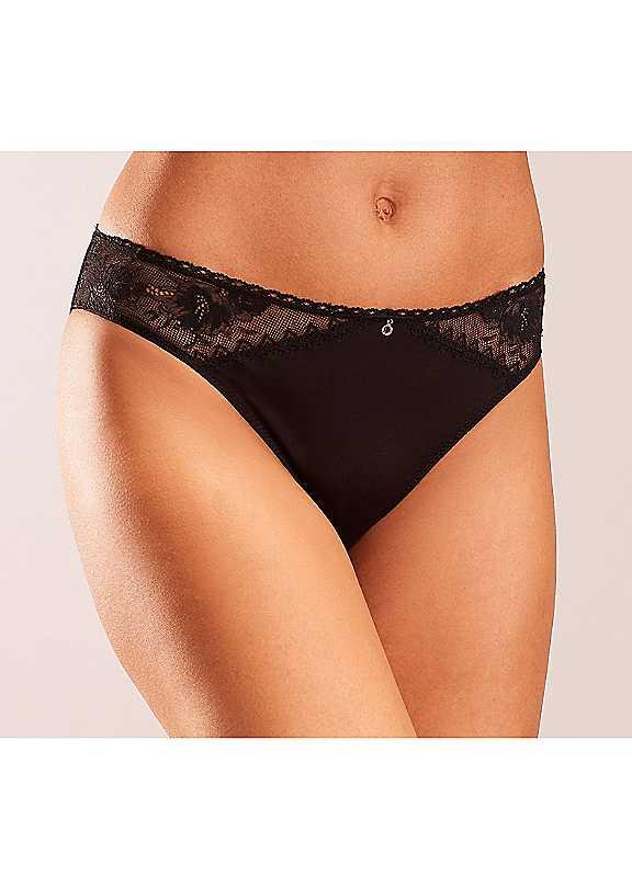 LASCANA Lace Patterned Briefs - Black - Size 10/12 on Productcaster.