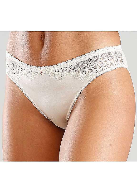 LASCANA Lace Trim Briefs - Natural - Size 6/8 on Productcaster.