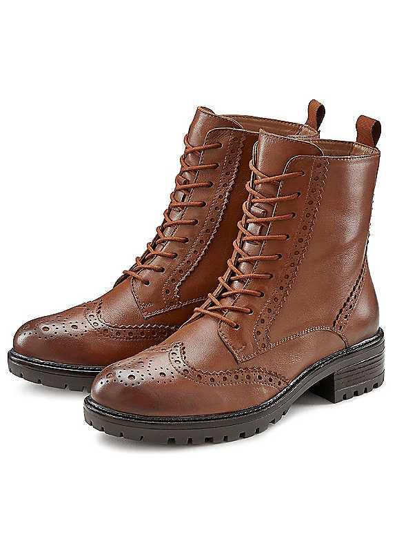 LASCANA Lace-Up Ankle Boots - Brown - Size 4 on Productcaster.