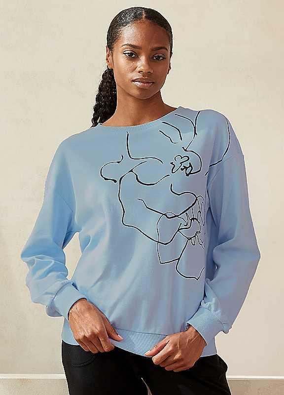 LASCANA Logo Print Sweatshirt - Light Blue - Size 14/16 on Productcaster.