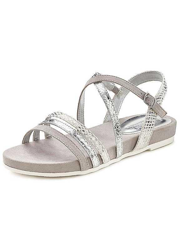 LASCANA Metallic Look Sandals - Silver Coloured - Size 3 on Productcaster.