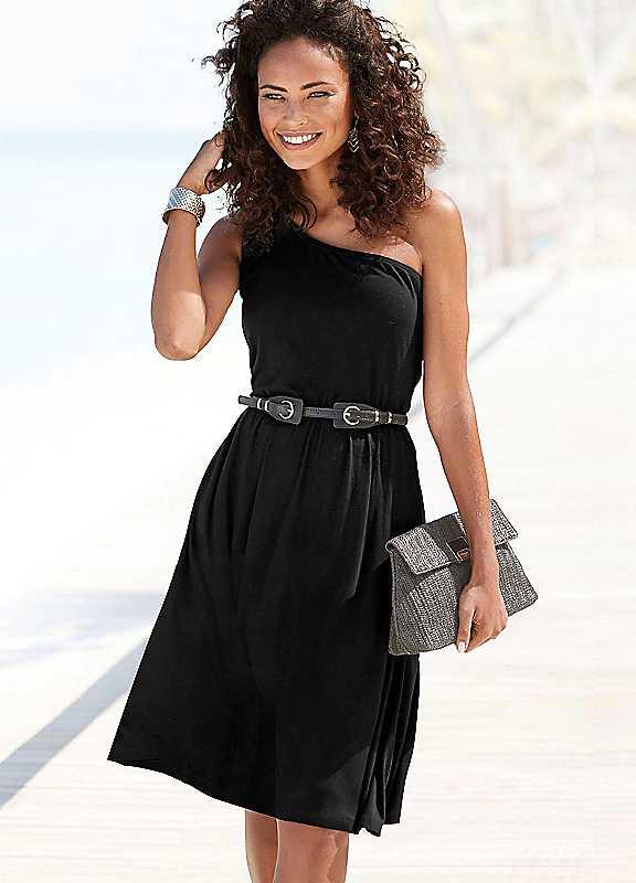 LASCANA One Shoulder Dress - Black - Size 18 on Productcaster.