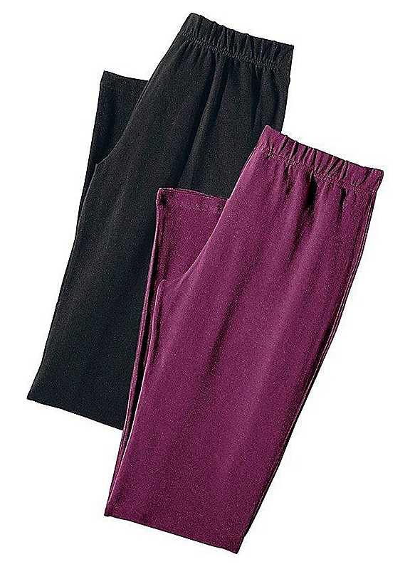 LASCANA Pack of 2 Capri Trousers - Berry / Black - Size 10/12 on Productcaster.