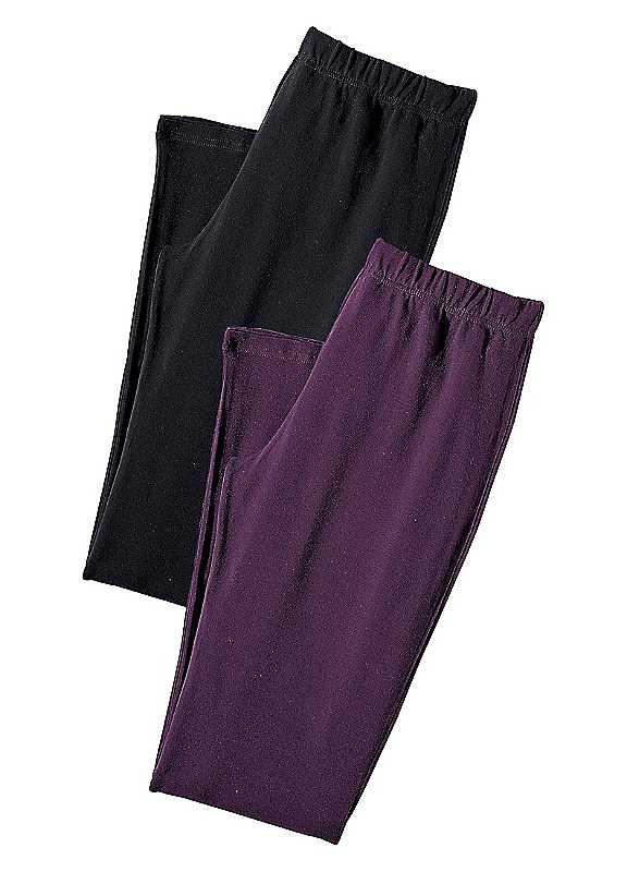 LASCANA Pack of 2 Leggings - Berry / Black - Size 10/12 on Productcaster.