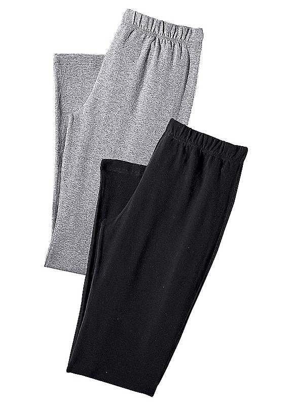 LASCANA Pack of 2 Leggings - Light Grey / Black - Size 6/8 on Productcaster.