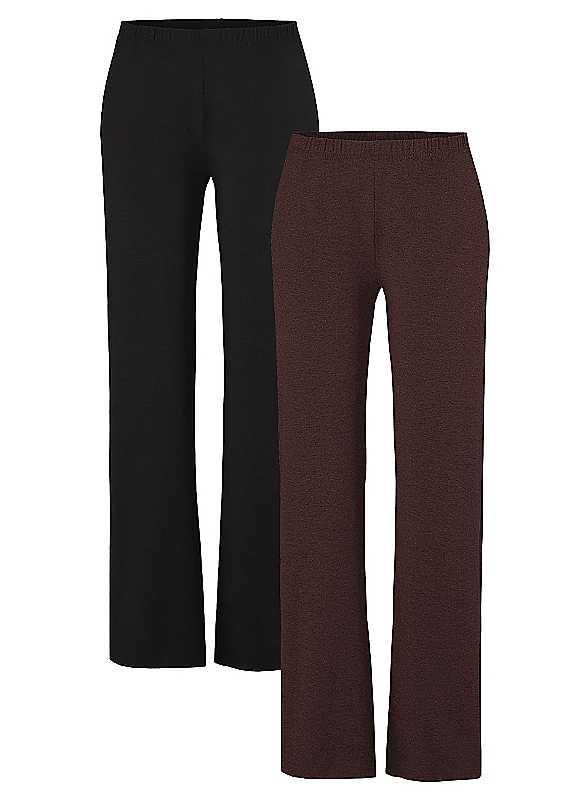 LASCANA Pack of 2 Leggings - Black / Brown - Size 22/24 on Productcaster.