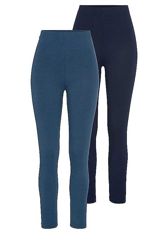 LASCANA Pack of 2 Leggings - Denim Blue / Black - Size 30/32 on Productcaster.