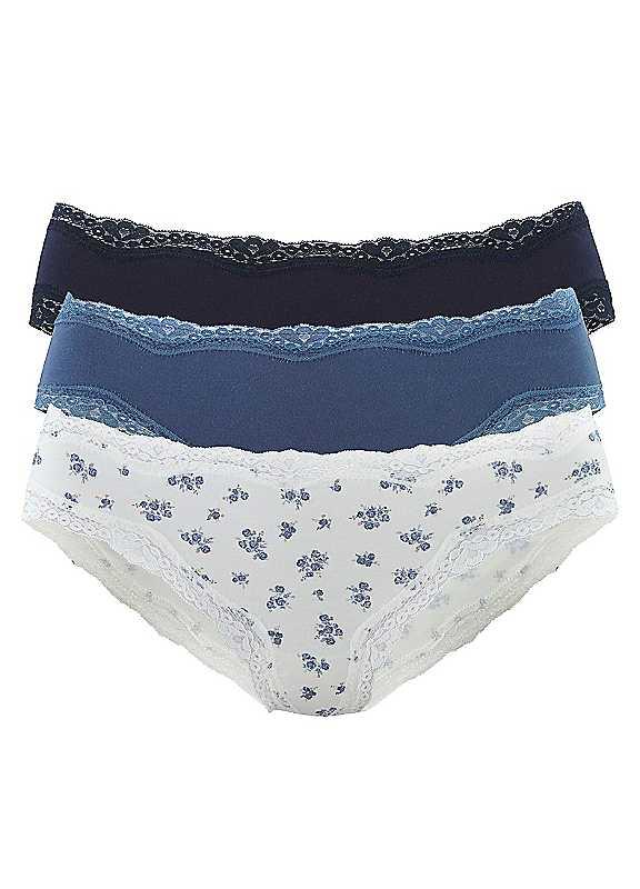 LASCANA Pack of 3 Bikini Briefs - Colour Mix 1 - Size 10/12 on Productcaster.