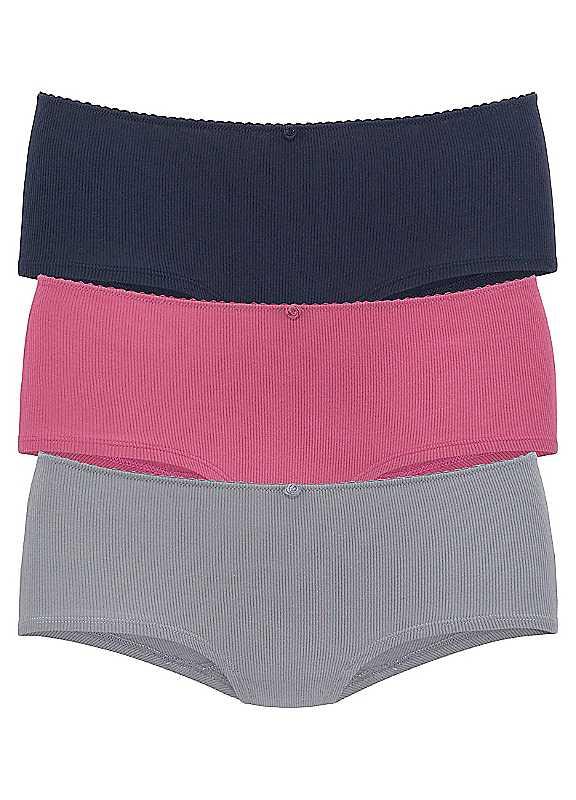 LASCANA Pack of 3 Briefs - Navy/Berry/Blue - Size 14/16 on Productcaster.