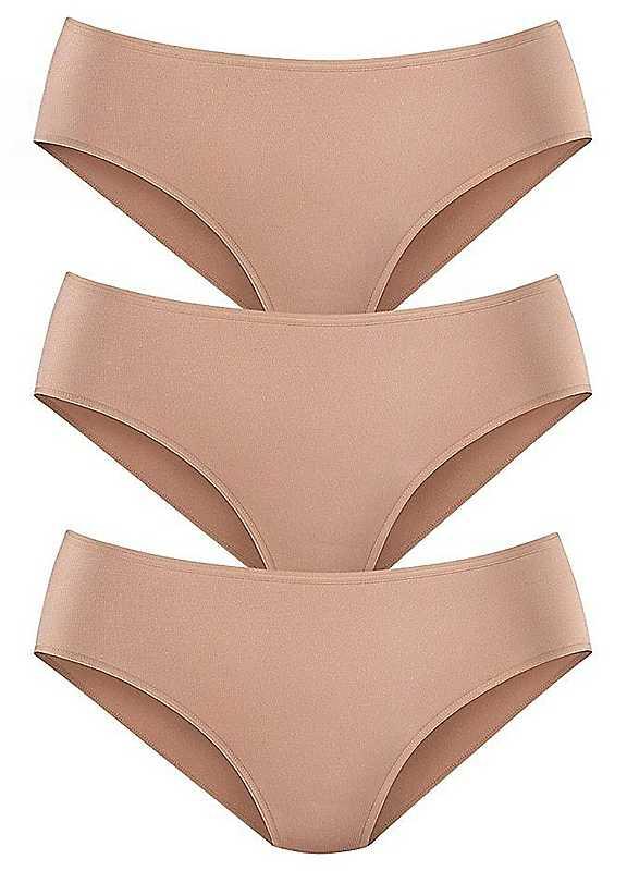 LASCANA Pack of 3 Jazz Briefs - Beige - Size 10/12 on Productcaster.