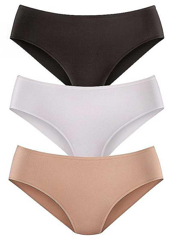 Plus Size LASCANA Pack of 3 Jazz Briefs - black, white, beige - Size 22/24 on Productcaster.