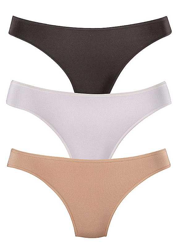 LASCANA Pack of 3 Thongs - Colour Mix 3 - Size 10/12 on Productcaster.