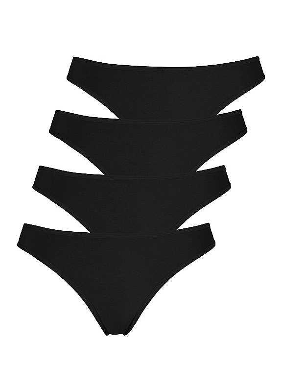 LASCANA Pack of 4 Thongs - Black - Size 22/24 on Productcaster.