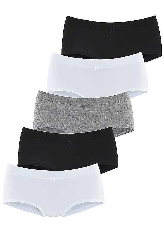 LASCANA Pack of 5 Short Briefs - Grey Multi - Size 14/16 on Productcaster.