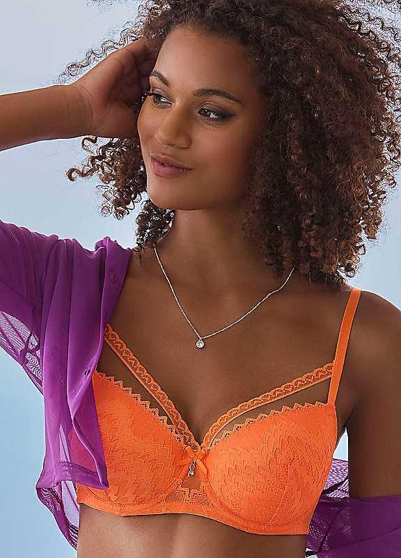 LASCANA Padded Balcony Bra - Clementine - Size 42B on Productcaster.