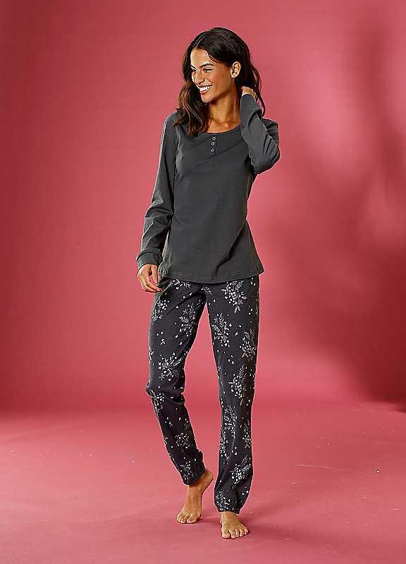 LASCANA Print Pyjamas - Anthracite - Size 18/20 on Productcaster.