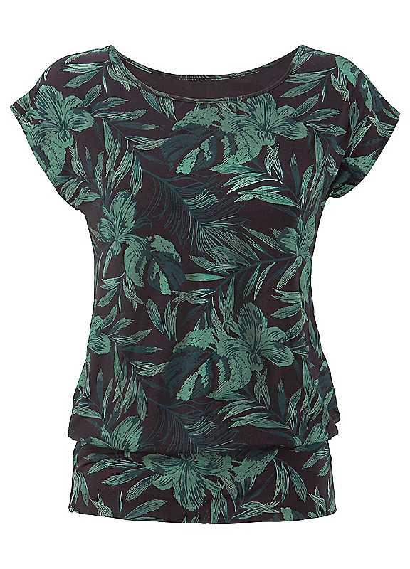 LASCANA Print Top - Black - Size 26/28 on Productcaster.