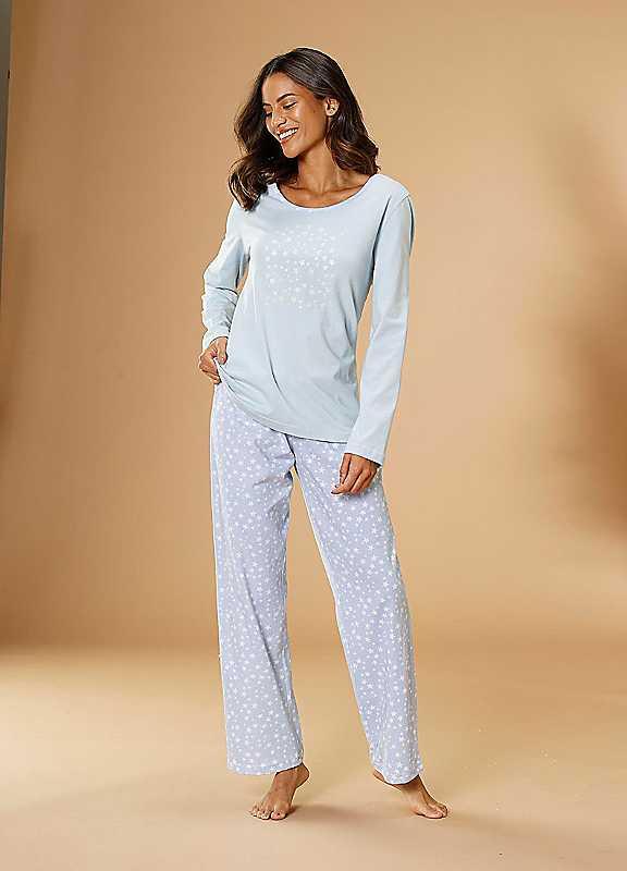 LASCANA Star Print Pyjamas - Light Blue - Size 6/8 on Productcaster.