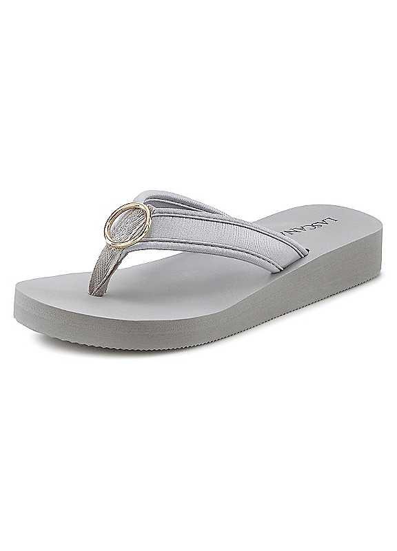 LASCANA Toe Post Mules - Grey - Size 8 on Productcaster.