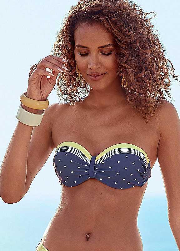 LASCANA Underwired Bandeau Bikini Top - Blue - Size 12DD on Productcaster.