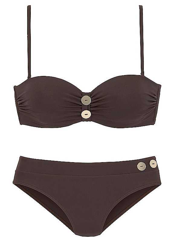 LASCANA Underwired Bandeau Bikini - Dark Brown - Size 10D on Productcaster.