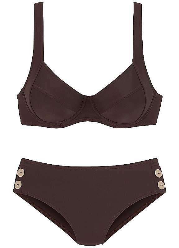 LASCANA Underwired Bikini - Dark Brown - Size 12DD on Productcaster.