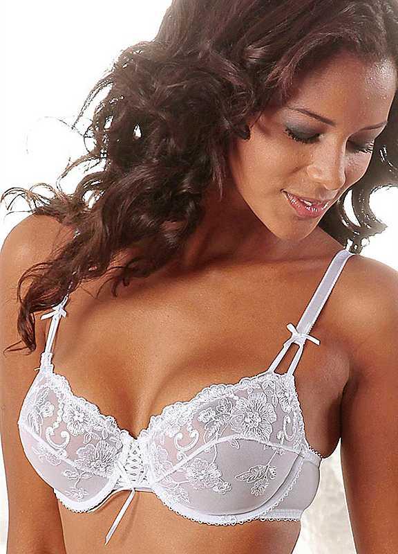 Plus Size LASCANA Underwired Lace Bra - White - Size 34DD on Productcaster.