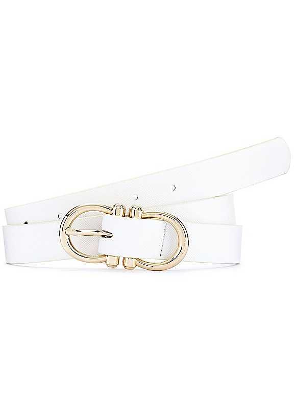 LASCANA Vegan Buckle Waist Belt - White - Size 75 on Productcaster.