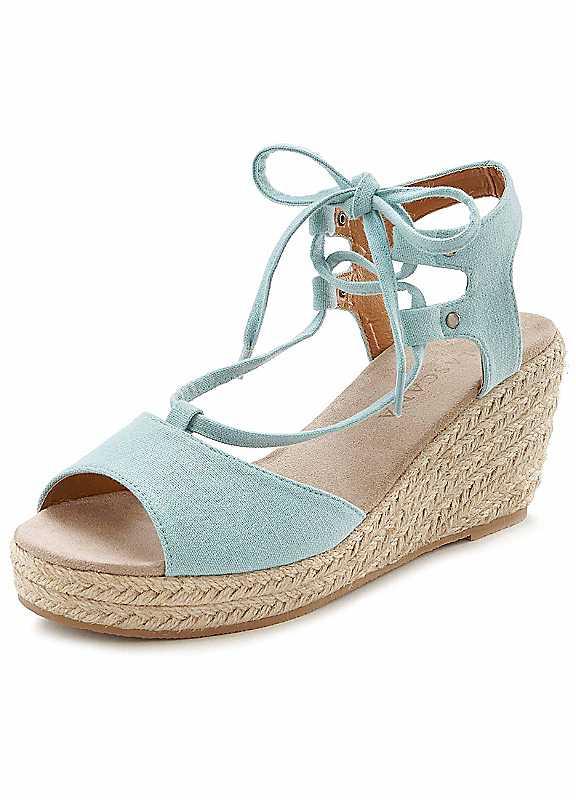 LASCANA Vegan Wedge Heel Sandals - Ice Blue - Size 4 on Productcaster.