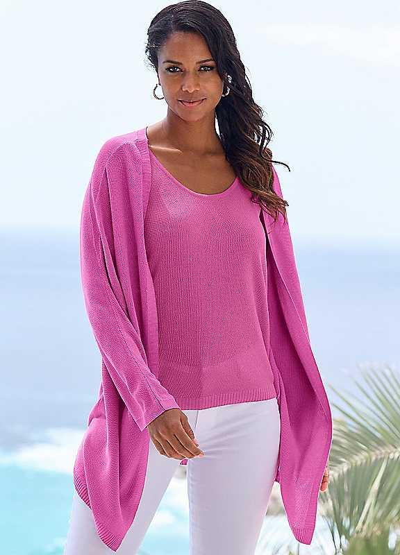 LASCANA Viscose Open Cardigan - Pink - Size 10/12 on Productcaster.