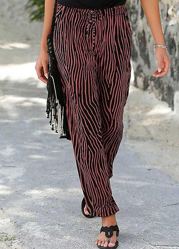 LASCANA Zebra Print Beach Pants - Denim - Size 12 on Productcaster.