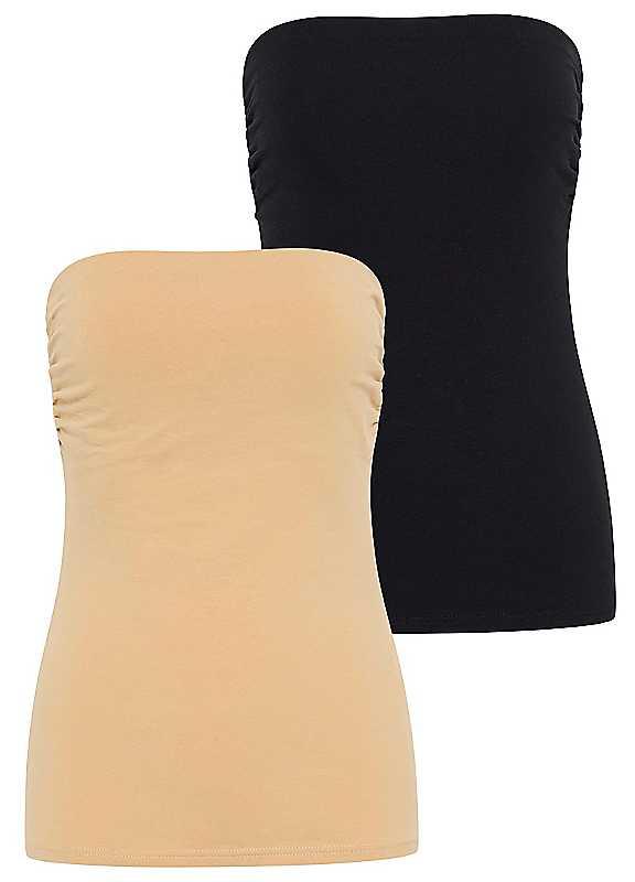 Laura Scott Bandeau Top - Nude / Black - Size 14 on Productcaster.