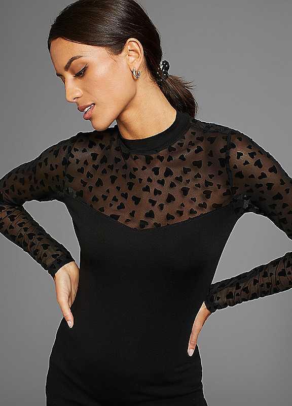 Laura Scott Long Sleeve Lace Top - Black - Size 12 on Productcaster.