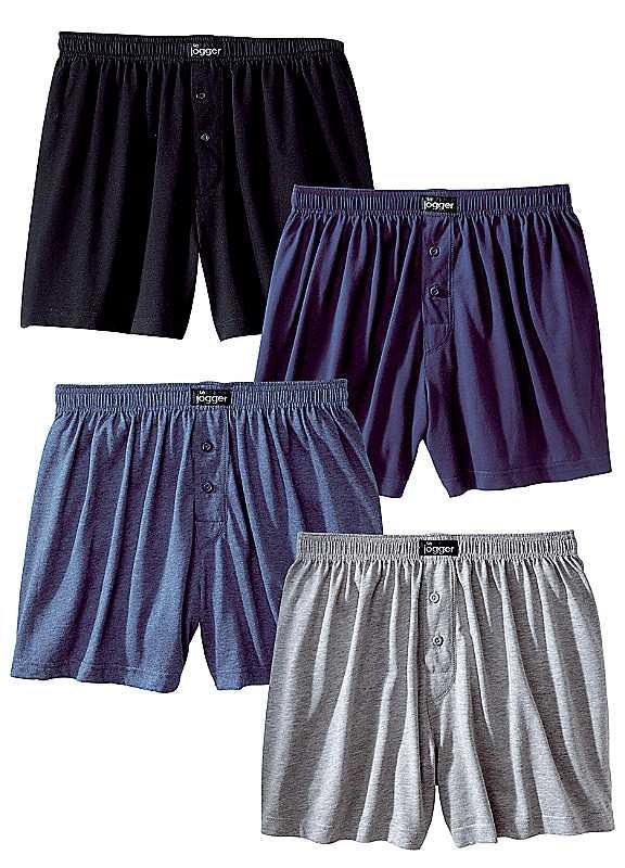 Le Jogger Pack of 4 Boxers - Black/Marine/Blue/Grey - Size S on Productcaster.