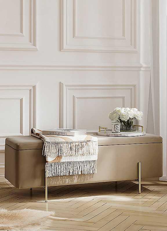 Lola Storage Ottoman - Beige on Productcaster.