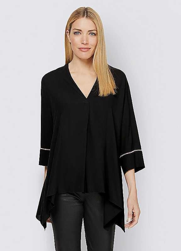 Long Sleeve V-Neck Blouse - Black - Size 24 on Productcaster.