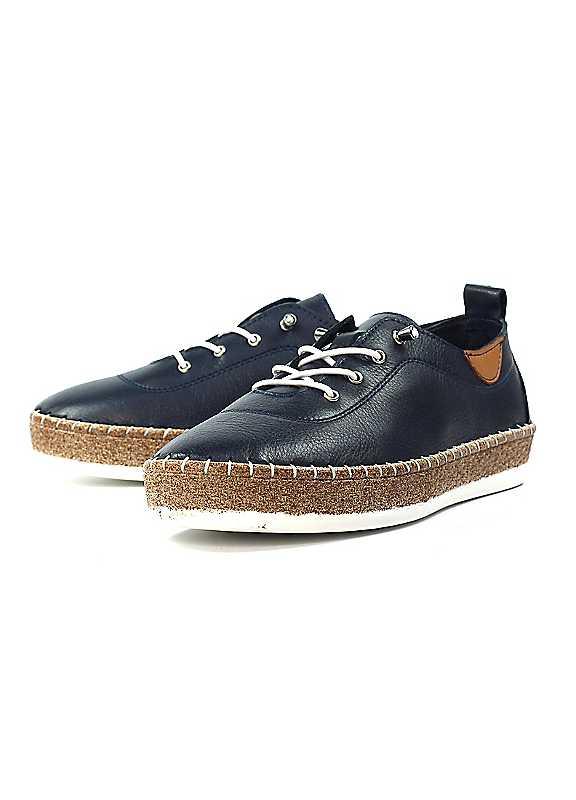 Lunar Evie Navy Leather Plimsolls - Size 4 on Productcaster.