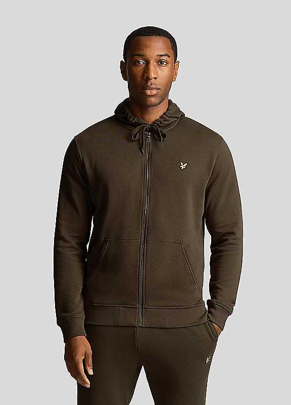 Lyle & Scott Zip Through Hoodie - Olive - Size M on Productcaster.