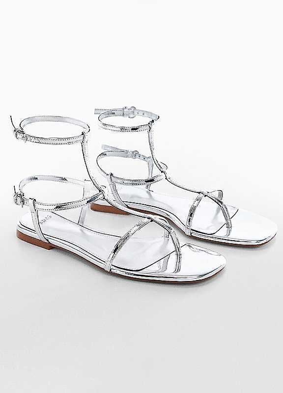 Mango Agnes Silver Buckle Strap Sandals - Size 36 on Productcaster.