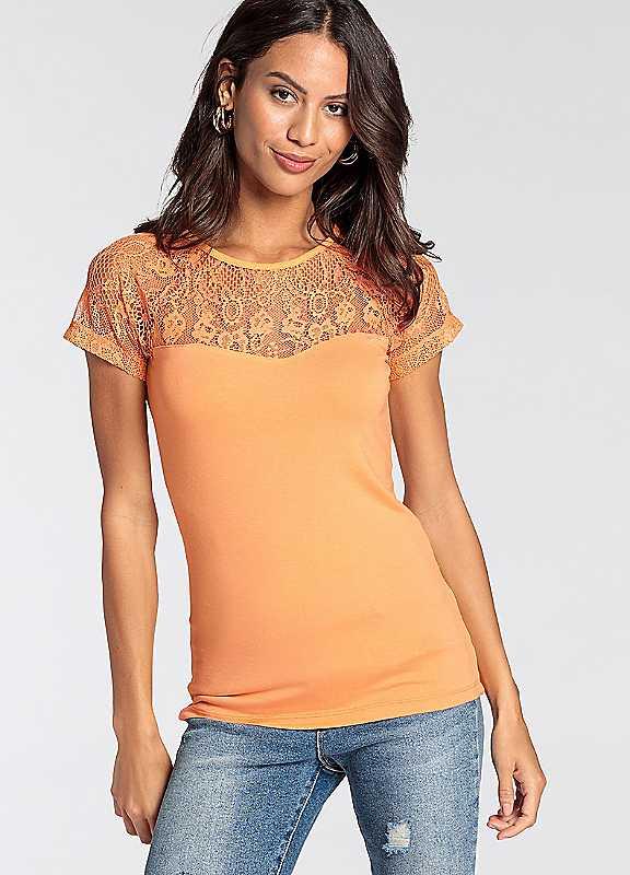 Melrose Lace Detail T-Shirt - Orange - Size 8 on Productcaster.