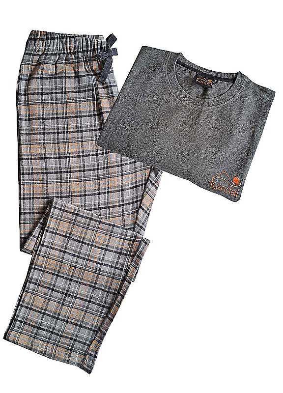 Men's Check Pyjama Set - Grey Check - Size XL on Productcaster.