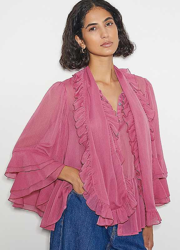 Monsoon Anais Ruffle Blouse - Rose - Size LARGE on Productcaster.