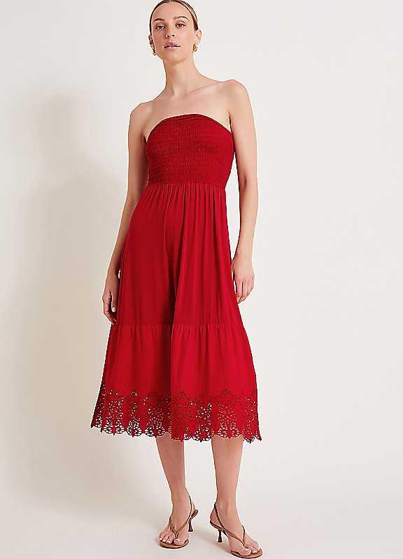 Monsoon Bailey Bandeau Dress - RED - Size XLARGE on Productcaster.