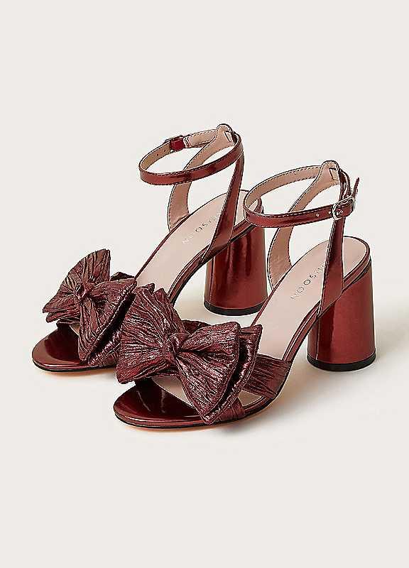 Monsoon Ruby Bow Heel Sandals - Burgundy - Size 37 on Productcaster.