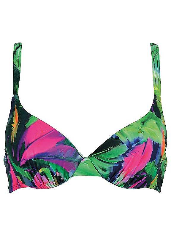 Naturana Floral Underwired Bikini Top - Green Floral - Size 16C on Productcaster.