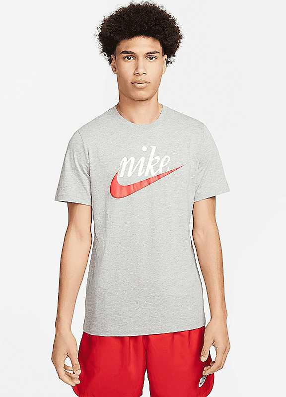 Nike Logo Print T-shirt - Heather Grey - Size XXL on Productcaster.