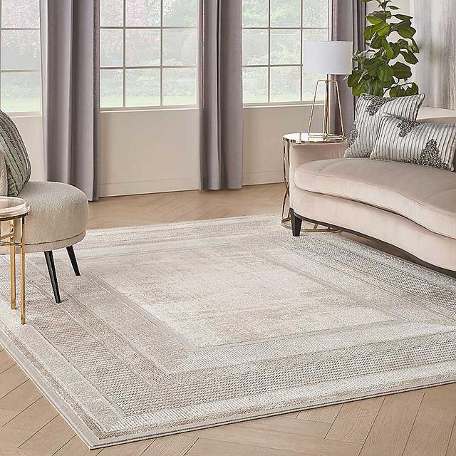 Nourison Glitz Multi Border Rug - Ivory - Size 229 x 69 cm Runner on Productcaster.