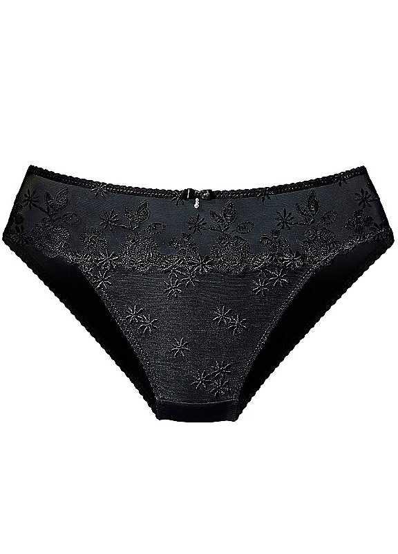 Plus Size Nuance Embroidered Floral Briefs - Black - Size 22/24 on Productcaster.