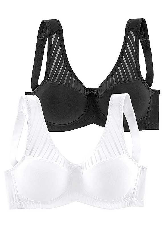 Plus Size Nuance Pack of 2 Bras - White / Black - Size 44C on Productcaster.