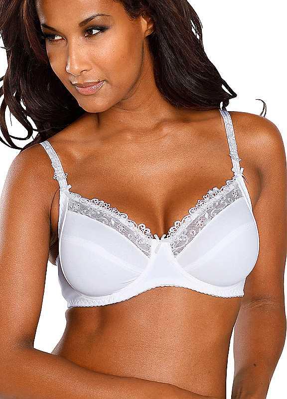 Plus Size Nuance Underwired Embroidered Trim Bra - White Lace - Size 48B on Productcaster.